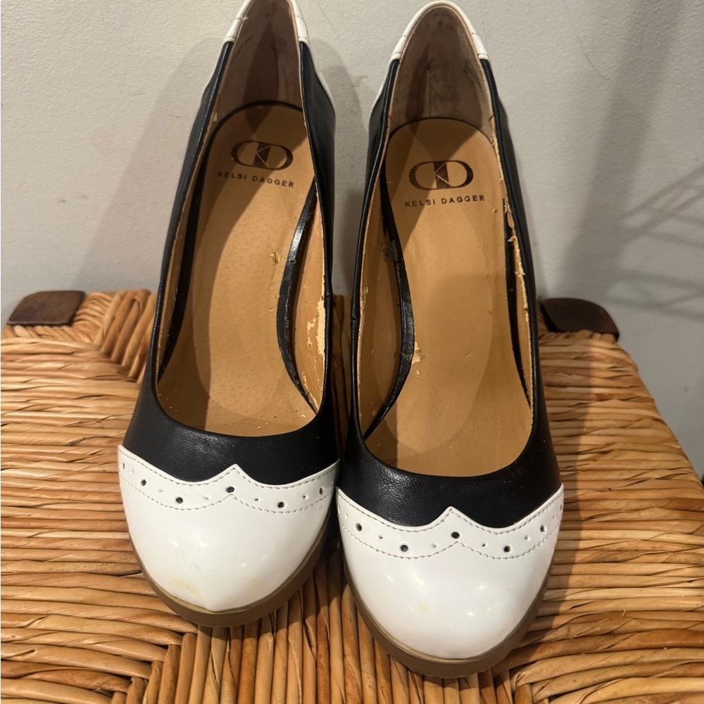 Kelsi Dagger Black and White Heels